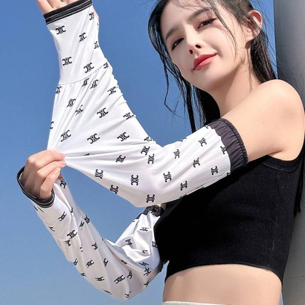 1 Pair Ice Silk Sleeve girls Sunscreen Sleeve Loose UV Protection arm Sleeve Cycling Driving Gradient Women Arm Warmer Sleeve - Image 20