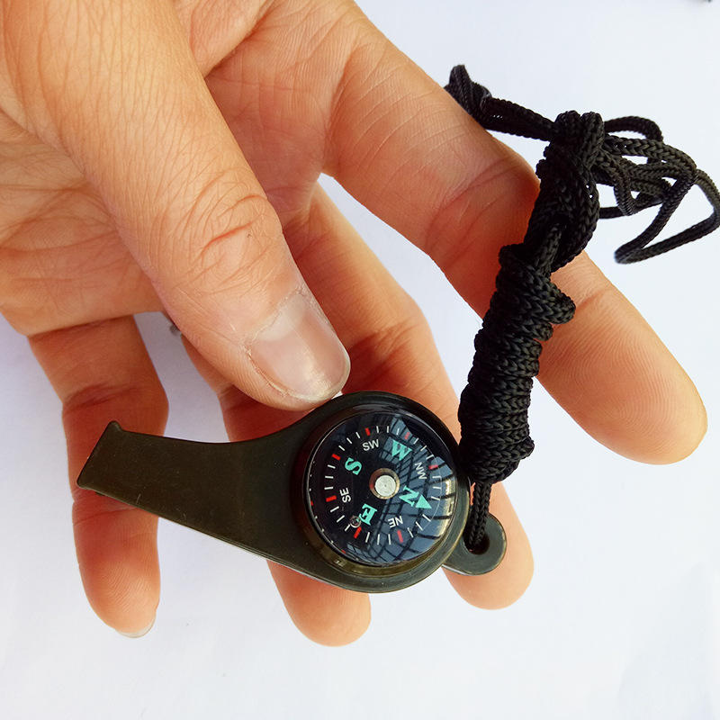 2PC Three in One Life-Saving Whistle with Lanyard Thermometer Compass Outdoor Multifunctional Whistle - 图片 3