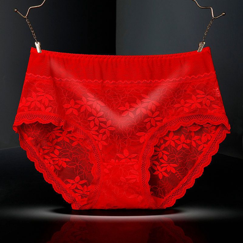 Large Size High Waist Panties for Women Underwear Sexy Lace Transparent Briefs - 图片 4