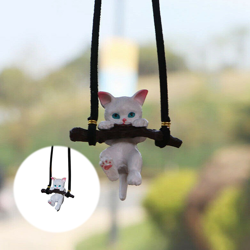Car Pendant Creative Cute Branch Cat Rearview Mirror Pendant Car Interior Decor - Image 11