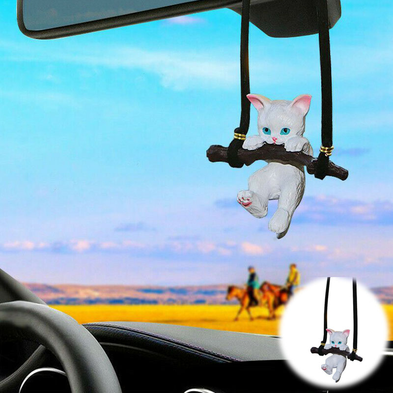 Car Pendant Creative Cute Branch Cat Rearview Mirror Pendant Car Interior Decor - Image 9