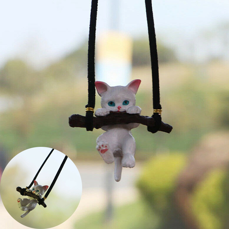 Car Pendant Creative Cute Branch Cat Rearview Mirror Pendant Car Interior Decor - Image 13