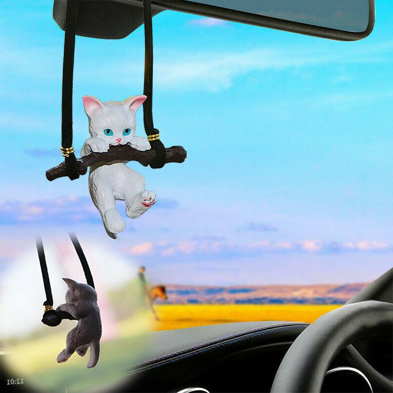 Car Pendant Creative Cute Branch Cat Rearview Mirror Pendant Car Interior Decor - Image 15