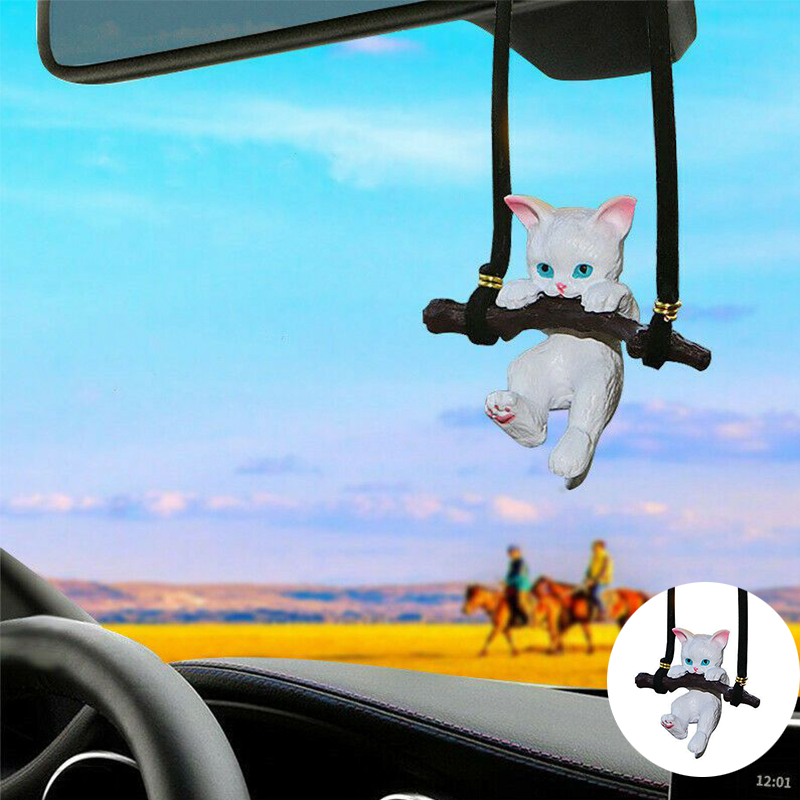 Car Pendant Creative Cute Branch Cat Rearview Mirror Pendant Car Interior Decor - Image 10