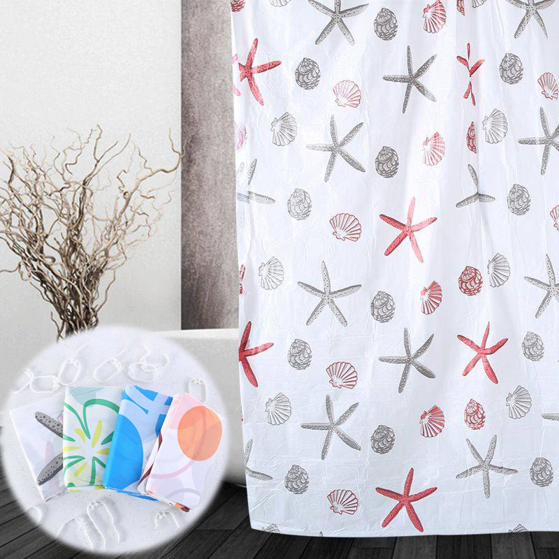 Shower Curtain Starfish Partition Waterproof Mildew PEVA Curtain For Bathroom - Image 12