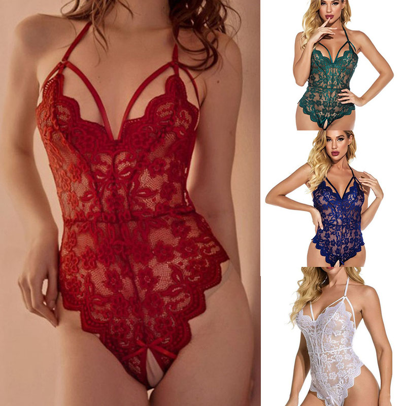 Womens Sexy Lace Bodys Lingerie Crotchless Babydoll Bodysuit Nightwear Underwear - Image 14