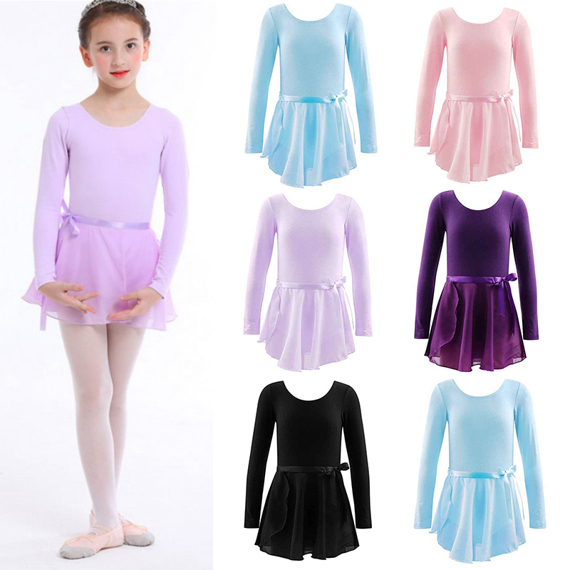 UK Kids Girls Cotton Tutu Skirt Ballet Dance Leotard Romper with Chiffon Dress - Image 11