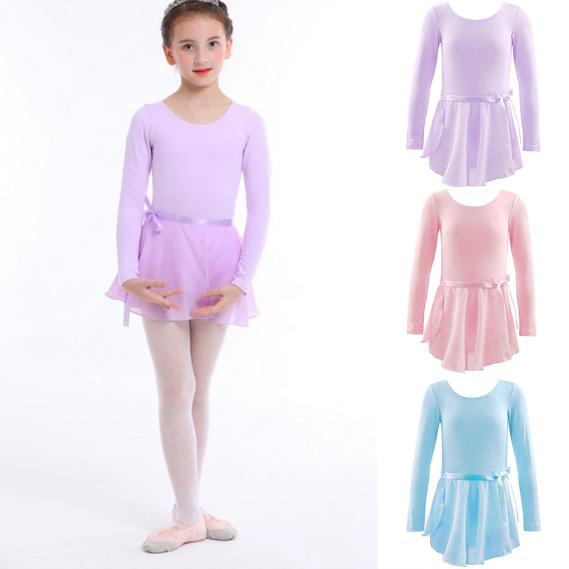 UK Kids Girls Cotton Tutu Skirt Ballet Dance Leotard Romper with Chiffon Dress - Image 17