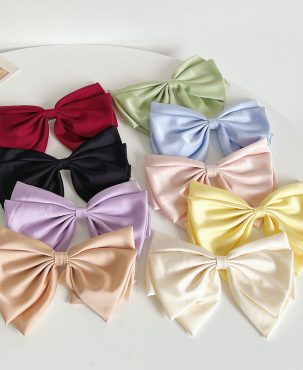 Vintage Bow Headwear Barrettes Satin Head Clip Spring Clip Hairpin Female Hair Accessories