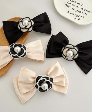Pearl Camellia Hair Band Retro Classic Style Hair Accessories Barrettes Grip Shark Clip Headdress Fashion