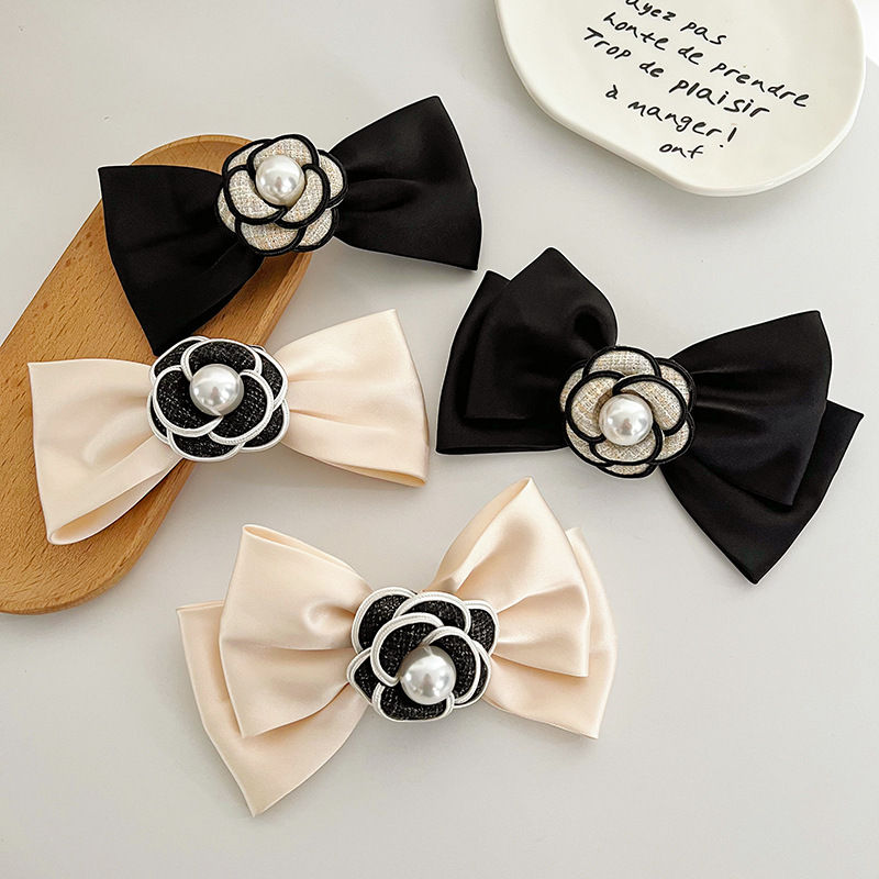Pearl Camellia Hair Band Retro Classic Style Hair Accessories Barrettes Grip Shark Clip Headdress Fashion