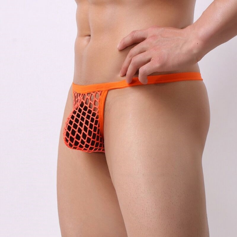 Men's Sexy Mesh Net See Through Underwear Thong Bikini Briefs G-String Knickers - 图片 8