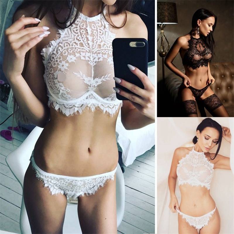 Women Sexy-Lingerie Lace Bra Nightwear Sleepwear Babydoll G-string Underwear Set - 图片 3