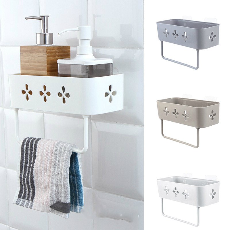 Shower Suction Shelf Tidy Wall Storage Basket Kitchen Caddy Rack Bathroom Corner