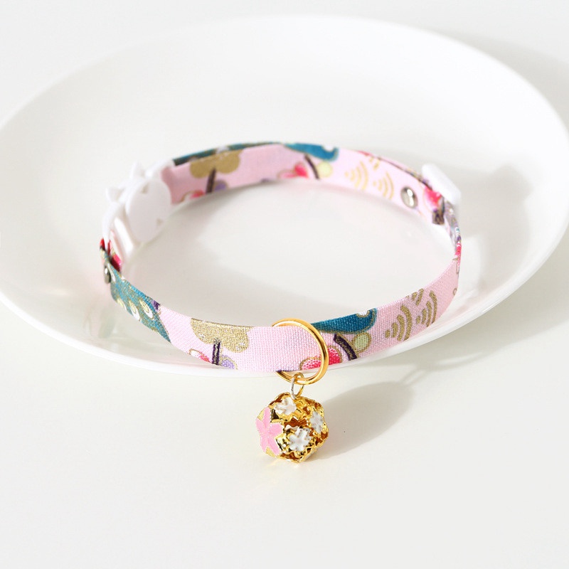 Cat Dog Collar Cute Japanese/Chinese Style With Bell & Adjustable Strap - 图片 3