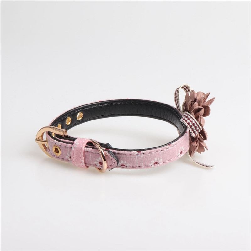 Dog Cat Puppy Collar Adjustable Leather Flower Necklace Bow Tie Neckerchief - 图片 5