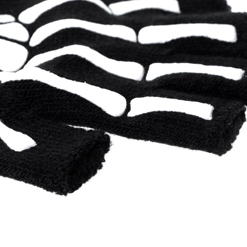 Warm Knitting Gloves For Adult Solid Acrylic Half Finger Glove Human Skeleton Head Gripper Print Cycling Non-slip Wrist Gloves - Image 5