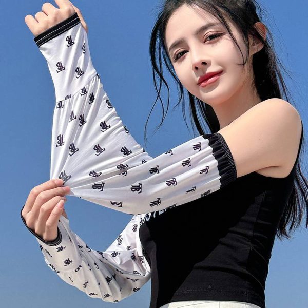 1 Pair Ice Silk Sleeve girls Sunscreen Sleeve Loose UV Protection arm Sleeve Cycling Driving Gradient Women Arm Warmer Sleeve - Image 19