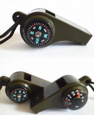 2PC Three in One Life-Saving Whistle with Lanyard Thermometer Compass Outdoor Multifunctional Whistle