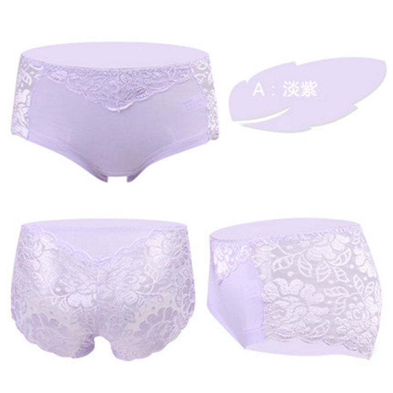Women's Cotton Underwear Panties Sexy Lace Mid-Waist Hollow Female Briefs Hip Lift Underpants For Lady Plus Size Lingerie - 图片 5