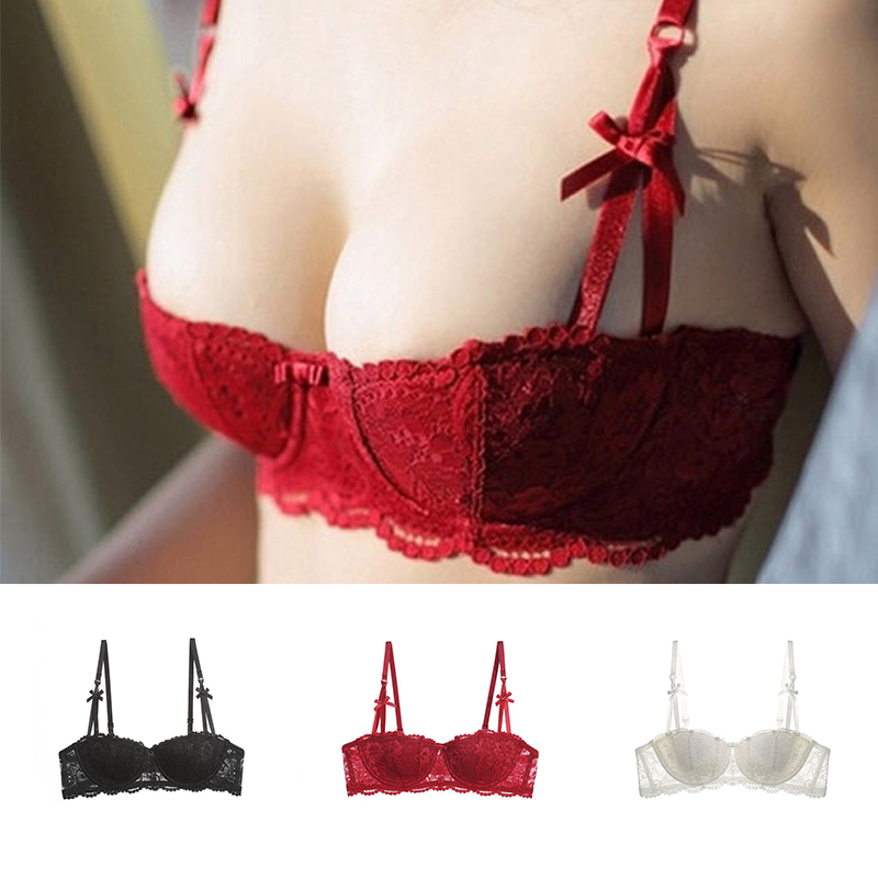 Embroidery Lace Bra Underwire Push Up Sexy Half Cup Brassiere for Women - 图片 15