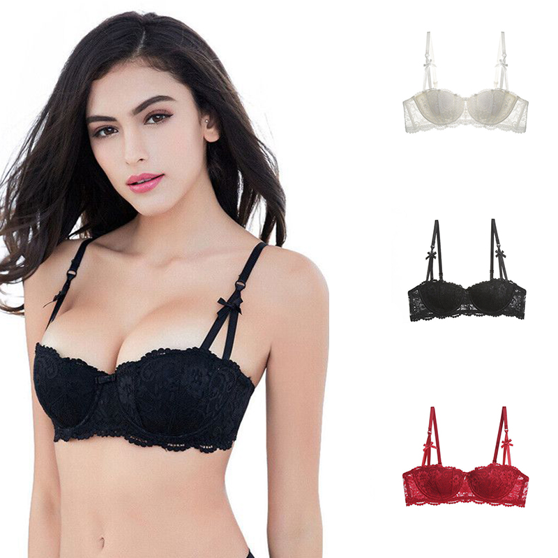Embroidery Lace Bra Underwire Push Up Sexy Half Cup Brassiere for Women - 图片 17