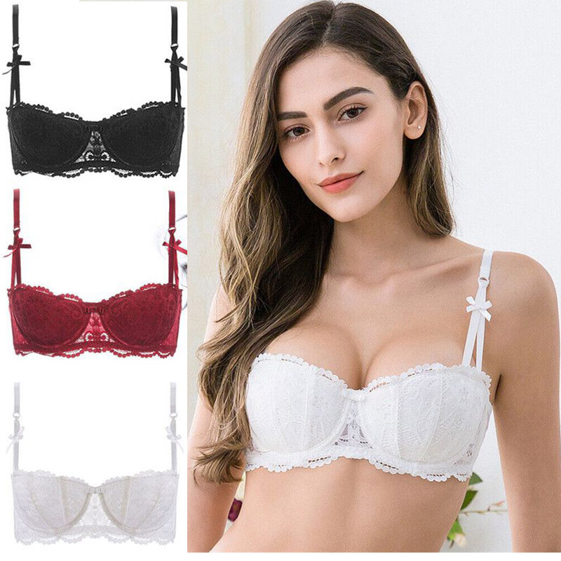 Embroidery Lace Bra Underwire Push Up Sexy Half Cup Brassiere for Women - 图片 14