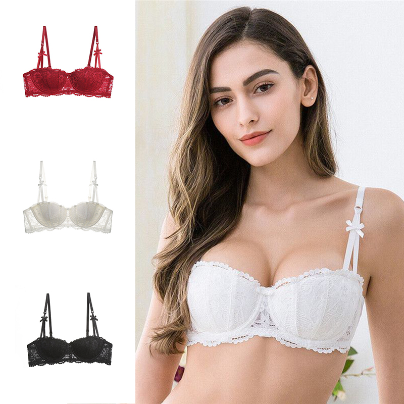 Embroidery Lace Bra Underwire Push Up Sexy Half Cup Brassiere for Women - 图片 24
