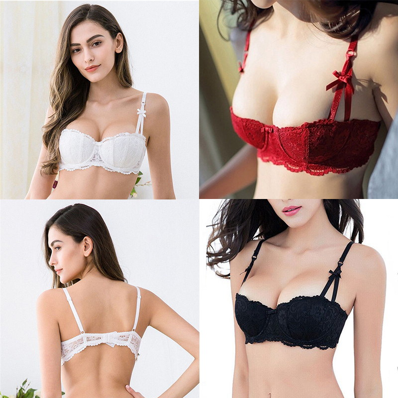 Embroidery Lace Bra Underwire Push Up Sexy Half Cup Brassiere for Women - 图片 27