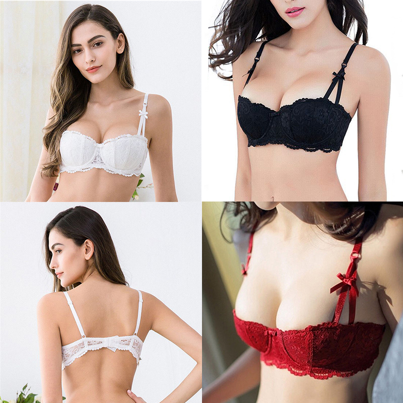 Embroidery Lace Bra Underwire Push Up Sexy Half Cup Brassiere for Women - 图片 28