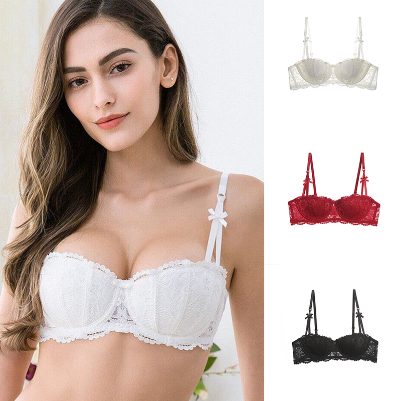 Embroidery Lace Bra Underwire Push Up Sexy Half Cup Brassiere for Women - 图片 13
