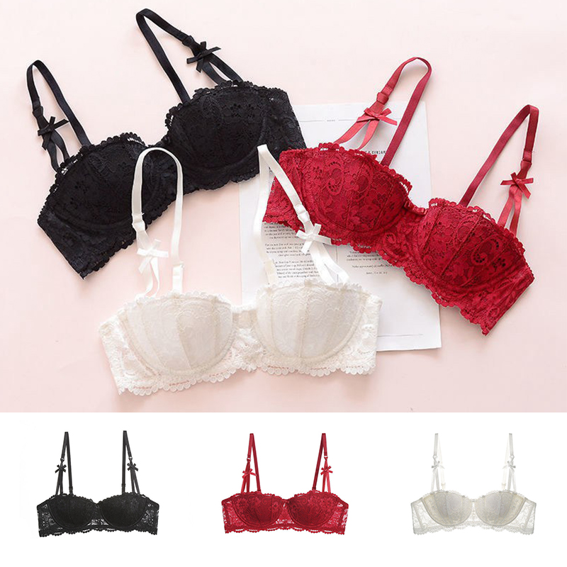 Embroidery Lace Bra Underwire Push Up Sexy Half Cup Brassiere for Women - 图片 19