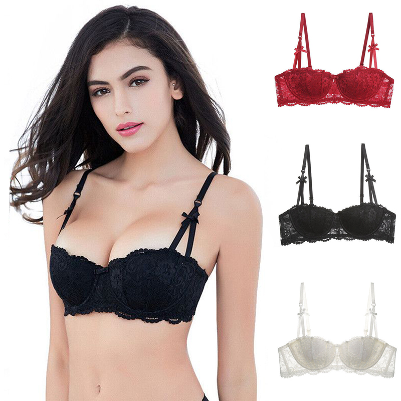 Embroidery Lace Bra Underwire Push Up Sexy Half Cup Brassiere for Women - 图片 16