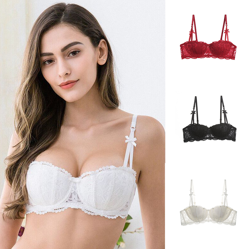 Embroidery Lace Bra Underwire Push Up Sexy Half Cup Brassiere for Women - 图片 22
