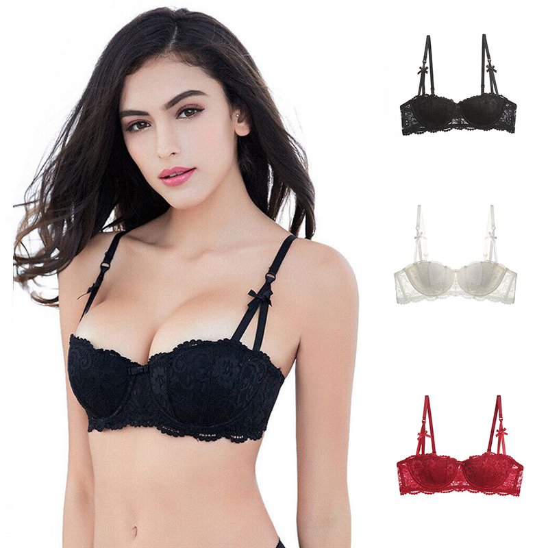 Embroidery Lace Bra Underwire Push Up Sexy Half Cup Brassiere for Women - 图片 21