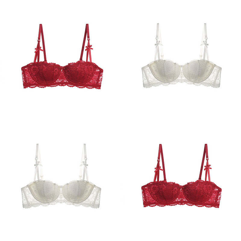 Embroidery Lace Bra Underwire Push Up Sexy Half Cup Brassiere for Women - 图片 25