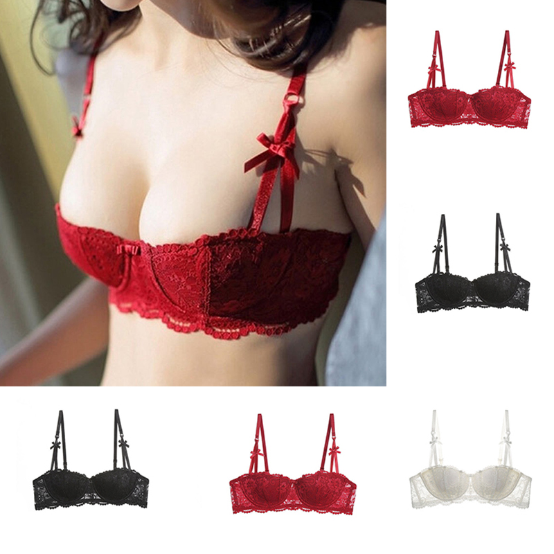Embroidery Lace Bra Underwire Push Up Sexy Half Cup Brassiere for Women - 图片 20