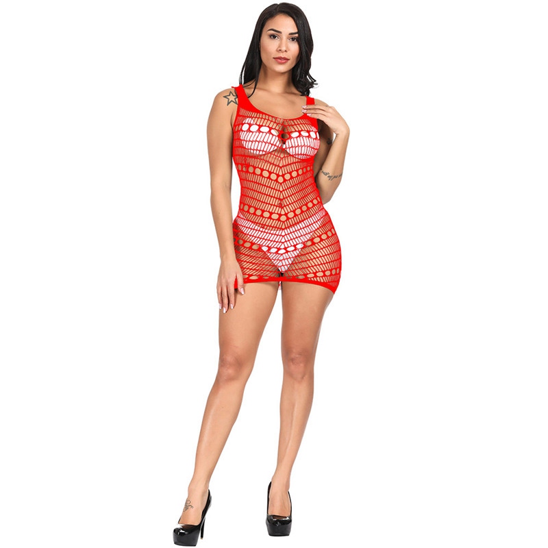Sexy Women Fishnet Hollow Out Mesh See-through Chemise Babydoll Mini Dress Club - Image 6