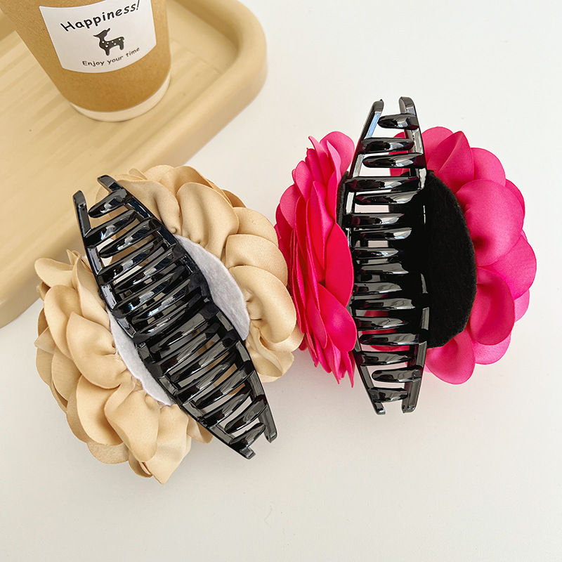 Large Elegant Rose Grip Female Back Head Barrettes Hair Accessories Top Clip - 图片 3