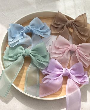 Bow Barrettes Mesh Ribbon Hairpin Barrettes Hair Clip Hair Accessories Fashion