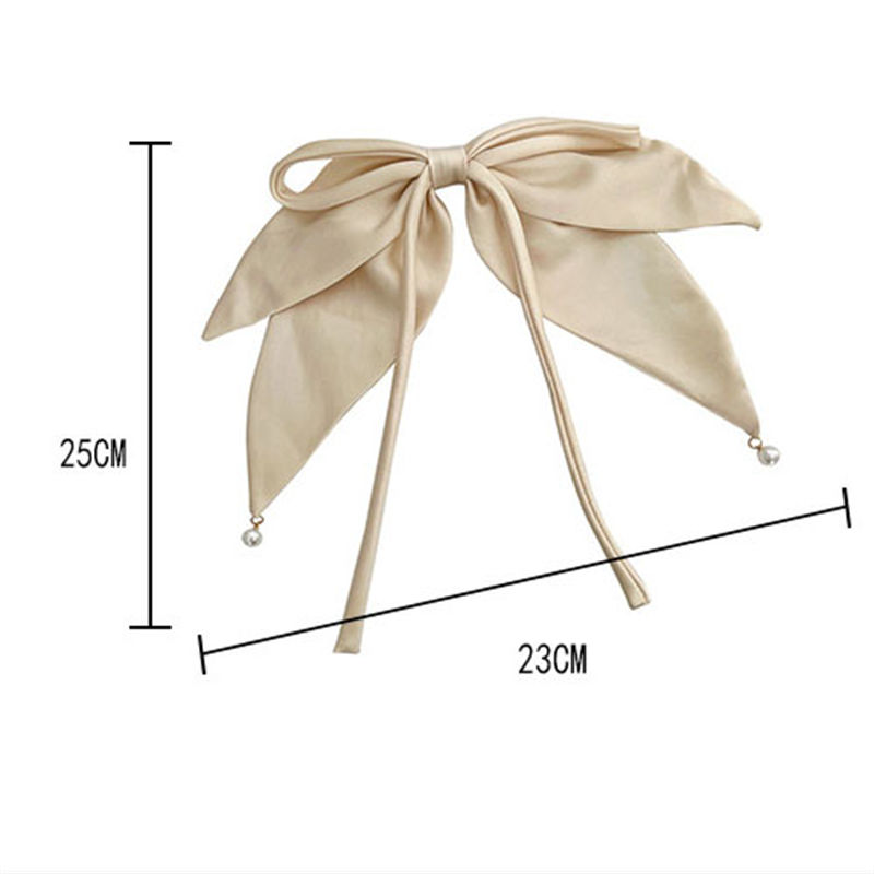 Solid Color Satin Fabric Ribbon Bowknot Barrettes Spring Clip Hair Accessories Fashion - 图片 7