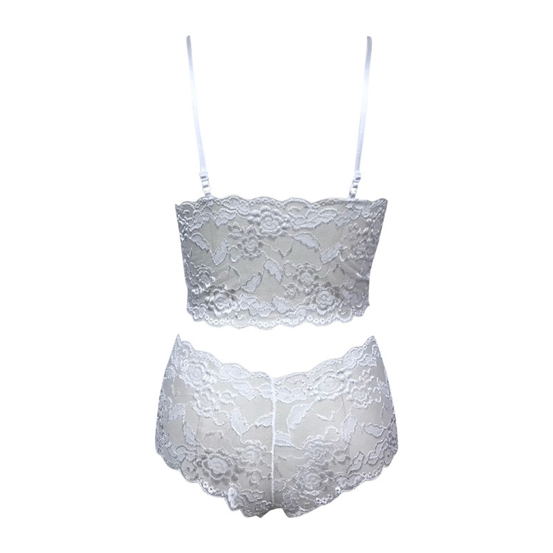 Sexy Lingerie Underwear Suits For Women 2024 Black Shorts Solid Lace White Vest Camisole Tube Top Panties Suit Flower Printed - 图片 7