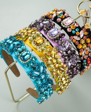 Women's Outdoor Baroque Retro Headband Colorful Rhinestone Full Diamond Headdress Fashion