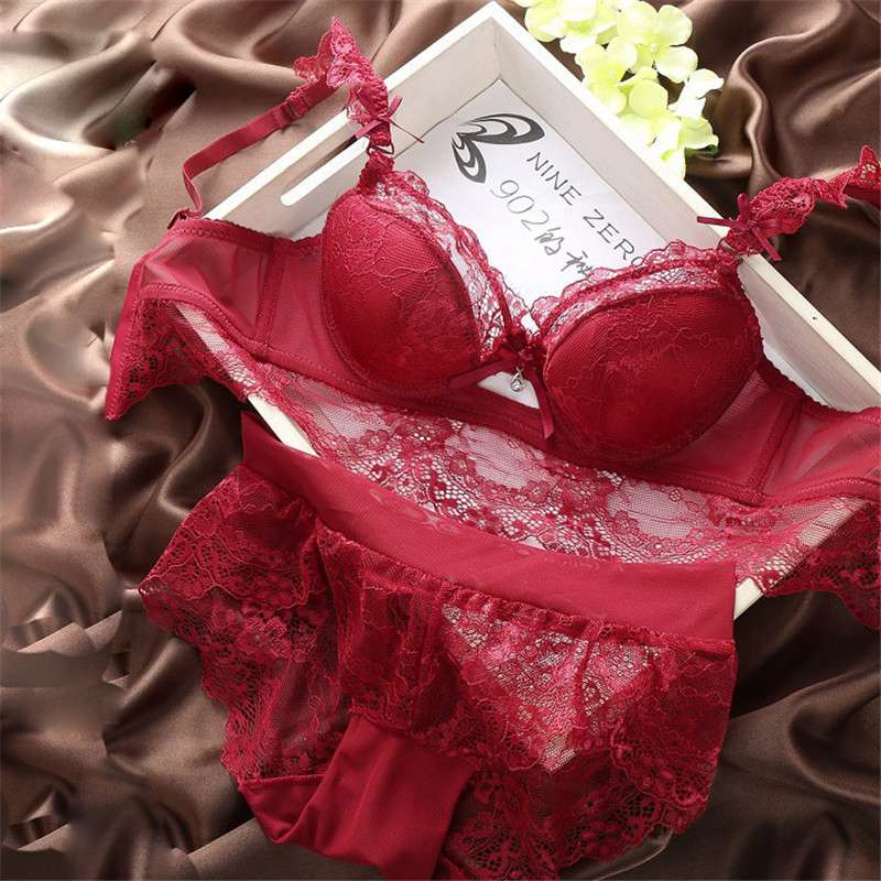 WOMEN UNDERWEAR SEXY LACE PUSH UP LINGERIE BRA SET KNICKERS BRIEFS 32-38B - 图片 6