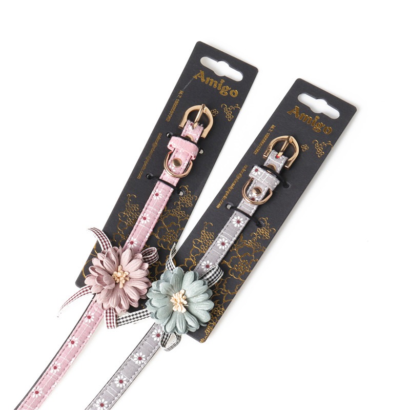Dog Cat Puppy Collar Adjustable Leather Flower Necklace Bow Tie Neckerchief - 图片 11