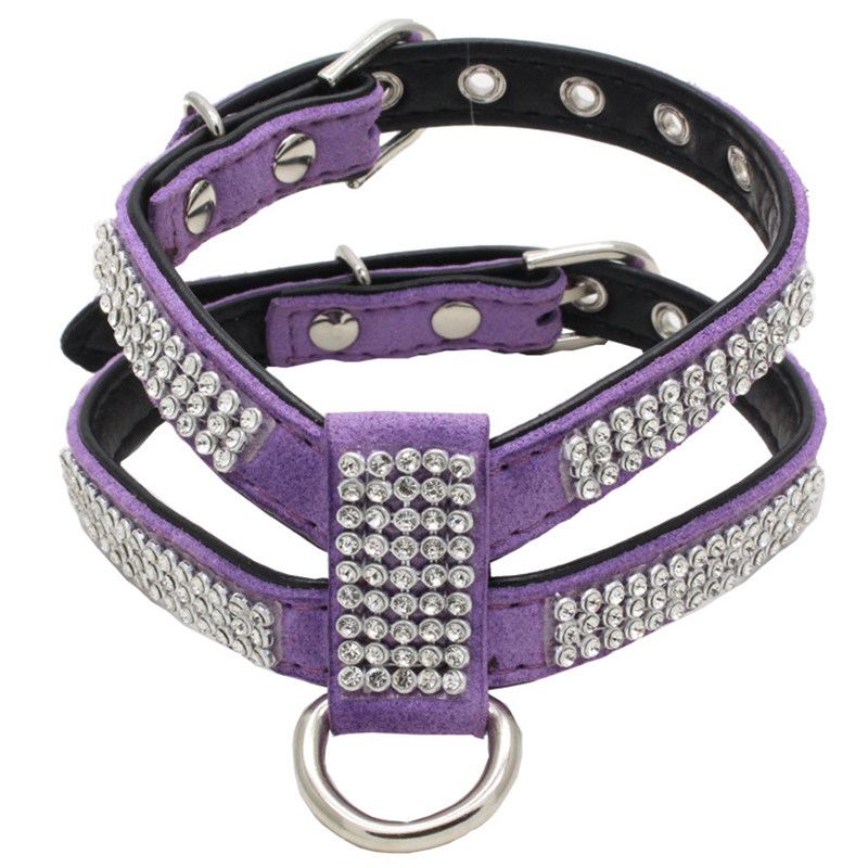 Dog Collar Adjustable Pet Products pet Necklace Dog Harness Leash Quick Release Bling Rhinestone 1 PC PU Leather - Image 10