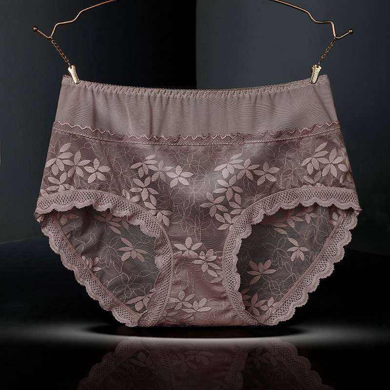 Large Size High Waist Panties for Women Underwear Sexy Lace Transparent Briefs - 图片 7