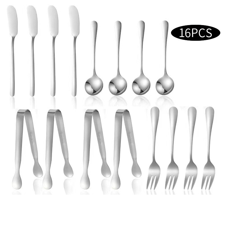 12Pcs/Set столовые приборы Cutlery Western Dessert Cutlery Ice Cream Spoon Long Handle Tableware Christmas Party Supplies - 图片 15