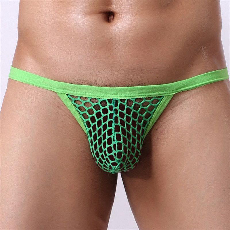 Men's Sexy Mesh Net See Through Underwear Thong Bikini Briefs G-String Knickers - 图片 10