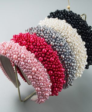 Headband Baroque Sponge Pearl Hair Accessories Women's Handmade Beaded Wide-Edged Fashion